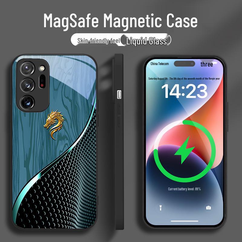 Samsung S11 S21 S23 S20 FE Case - National Trend Dragon Wood Grain, Magnetic Absorption, Fast Selling