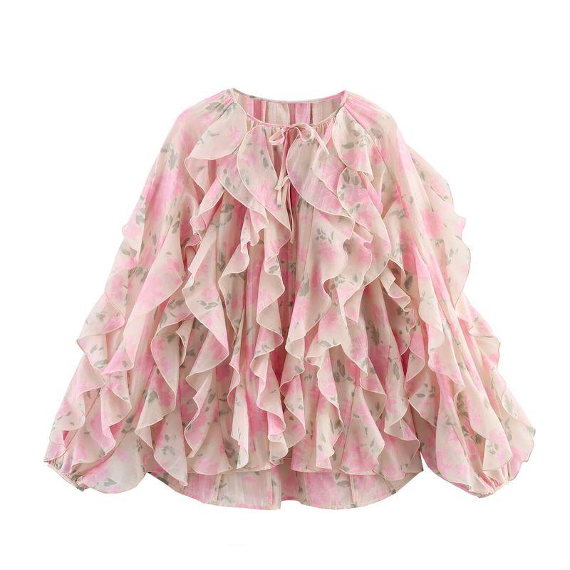 Kaslead New Women Clothes Western Style Fashion Simple Frill Long Sleeve Shirts 1289591001