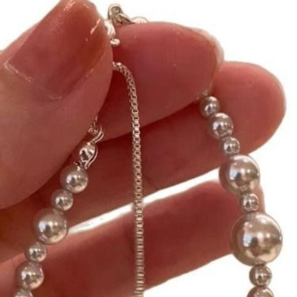Adjustable White Beads Bangle Fashion Pearl String Bracelet Charm Pearl Bracelet  Girl