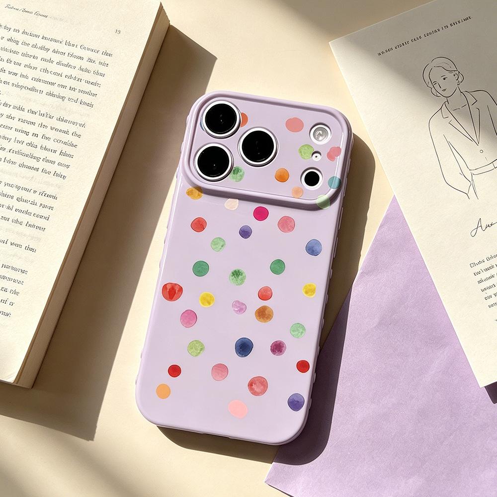 Macaron dots are suitable for Apple 16PM creative 15/17 mobile phone case iPhone17/16PRO anti-drop new model.