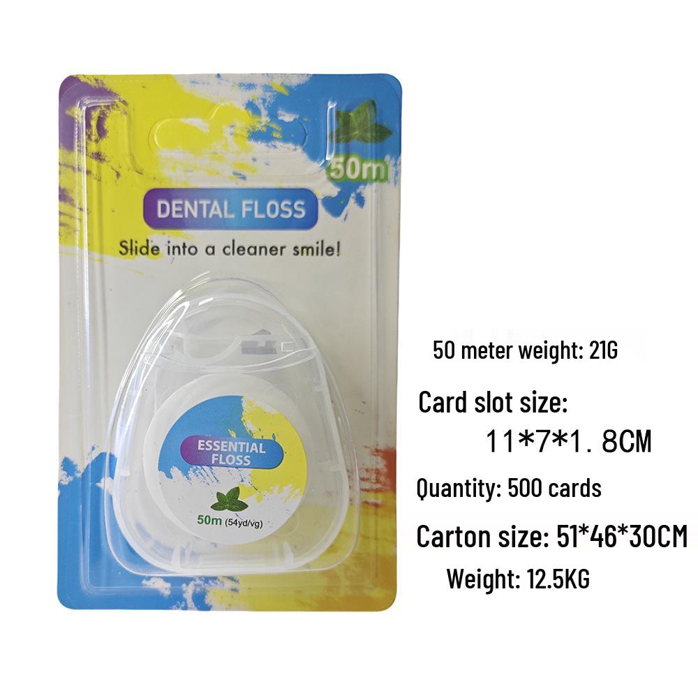 Extra Soft Mint Micro-Waxed Nylon Dental Floss, 50M - Disposable Interdental Cleaner