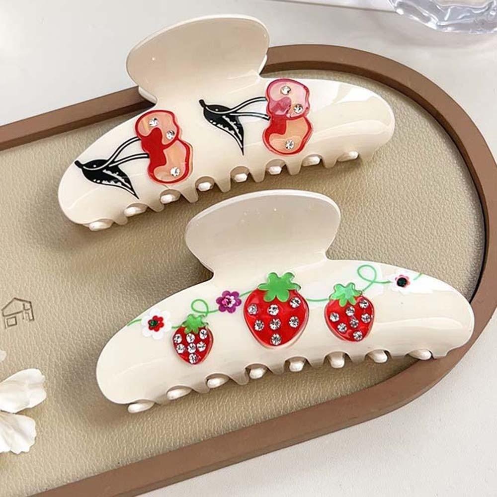 Korean Style Rhinestone-inlay Hair Claw Iridescent Acrylic Hair Claw Women Shark Clip Head Wear