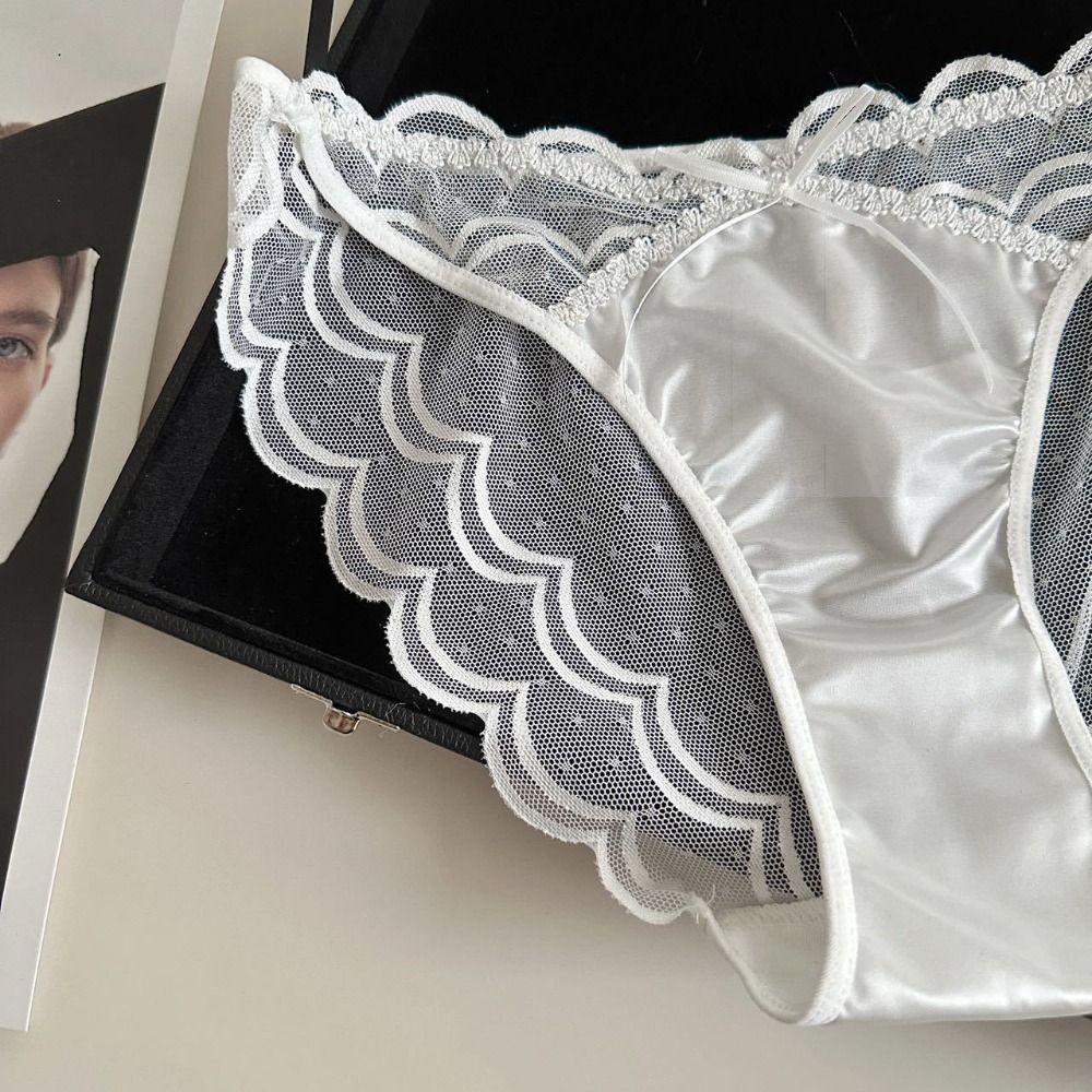 Low Waist Seamless Lace Briefs Ultra-thin Women's Mesh Underpants Lace Flower Panties  Lingerie