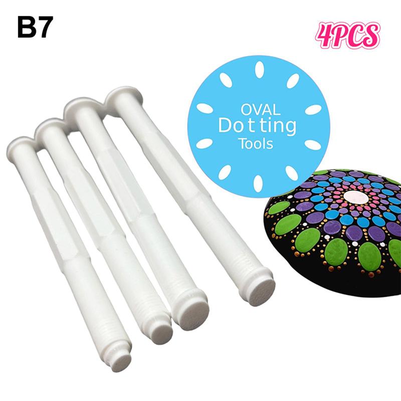 Lot de 4 outils DIY Motifs Fleurs Graffiti Papillons Lune Floraux Outils de Pointillage Stylo Peinture par Points Outils de Gaufrage Stylo Tampon Art