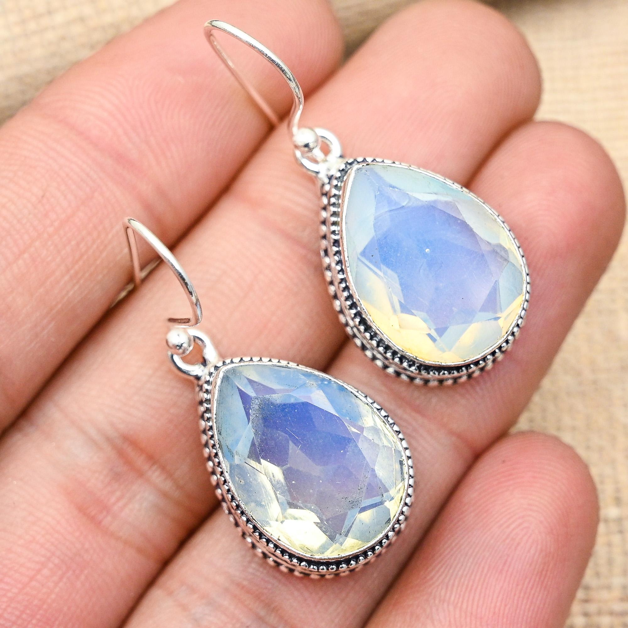 

Ювелирные изделия ручной работы из стерлингового серебра 925 пробы с молочным опалом, милые серьги для женщин