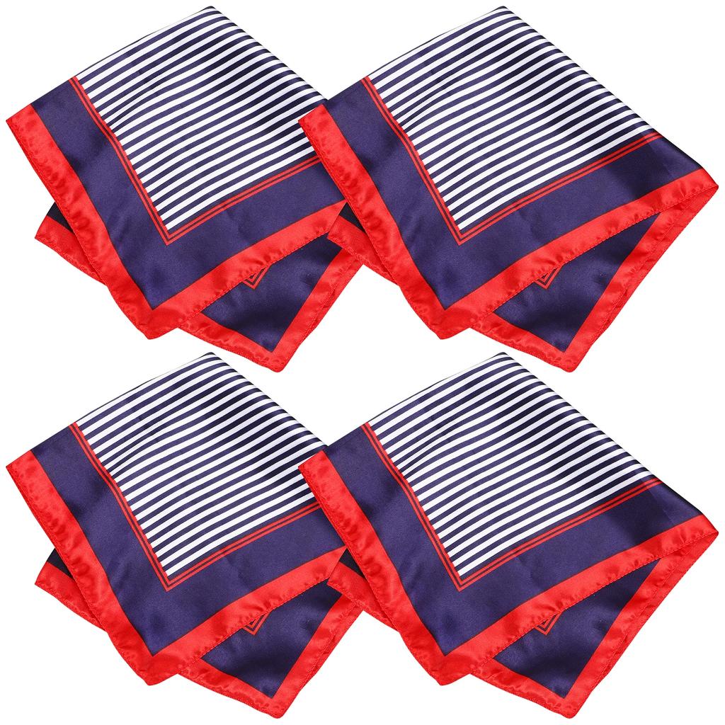 4pcs Women's Business Dress Square Neck Scarf Stripe Neckerchief Lady Business Suit Neckerchief Silk Polyester Hair Scarf 50 CM
