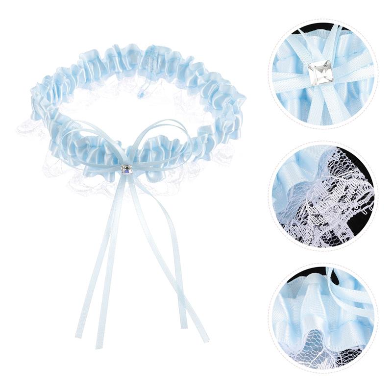 

Blue Lace Garters For Wedding Bride Bowknot Leg Bands Yandere Simulator Cosplay Stocking Accessories Bridalwear Intimates 17x17cm