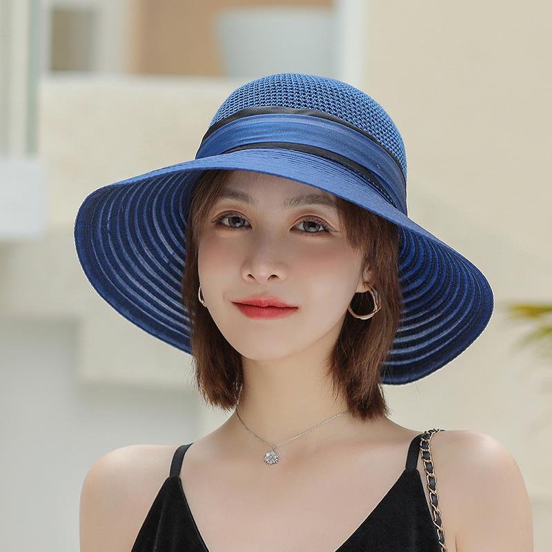 Women's Sun Hat, New Flower Organza Mesh Fisherman Hat, Foldable Vacation Versatile Elegant Sun Hat