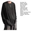 Men Fall Spring Top Water Wave Texture Round Neck Long Sleeve Oversized Solid Color Loose Pullover Hip Hop Streetwear Mid Length Men Soft T-shirt