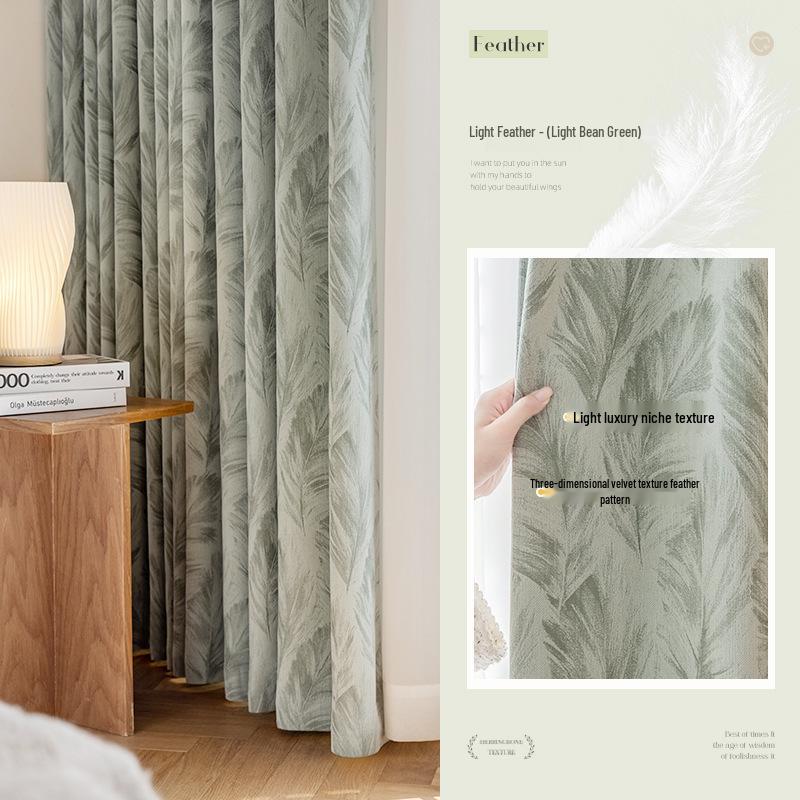 High-End Blackout Feather Jacquard Chenille Curtains for Bedroom, Balcony & Living Room