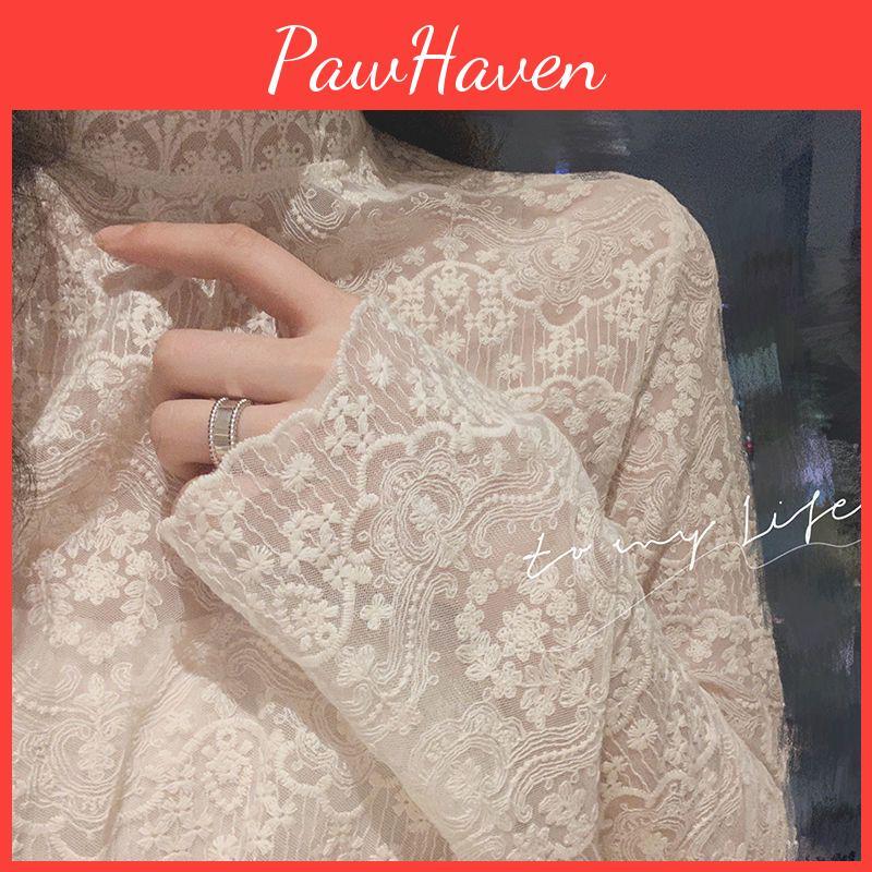 Lace Womens Fairy Mesh Super Longsleeve Top Versatile For Autumnwinter 2025 Semihigh Neck