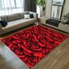 Red Black Rose Pattern Carpet Mat Rug Home Decoration Non-slip Soft Thick Floor Mat Living Room Bedroom Vintage Area Rug