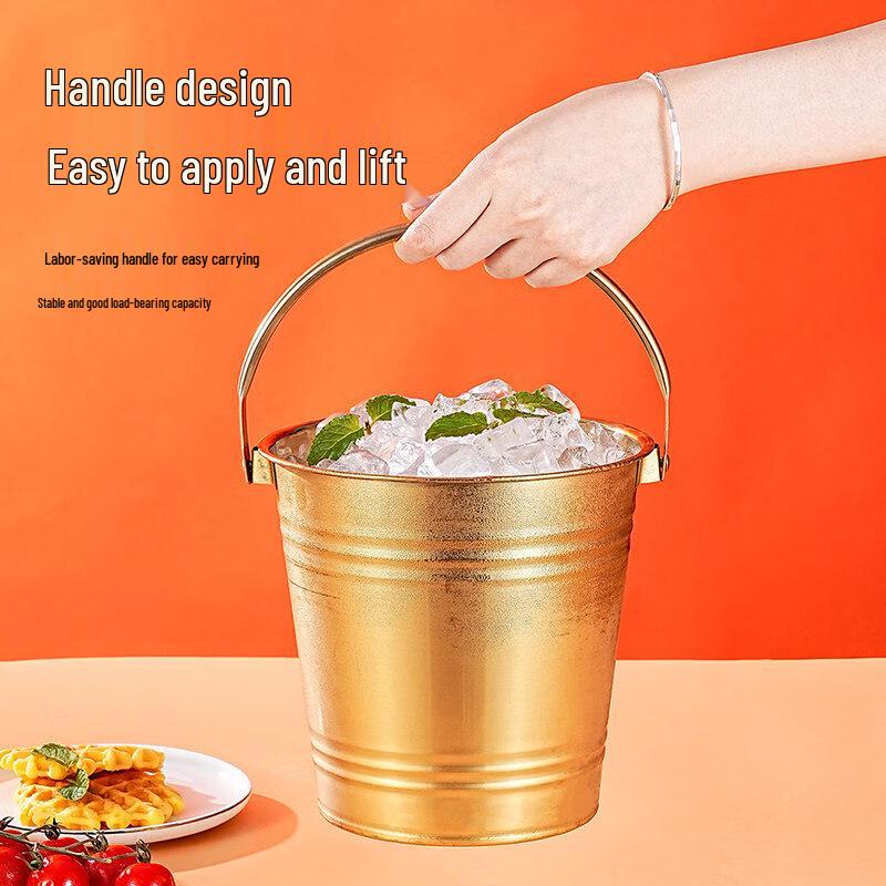 ZISIZ Commercial Stainless Steel Gold Ice Bucket