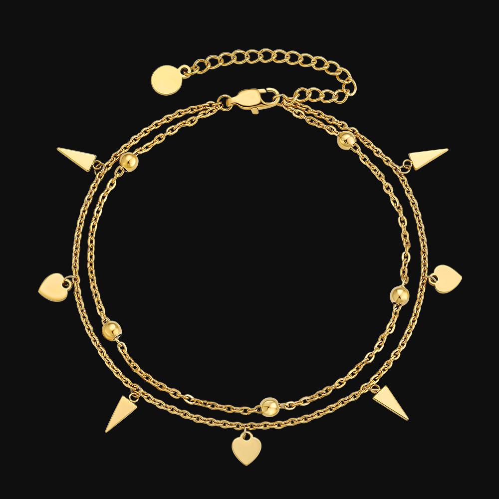KRKC Adjustable Beach Anklet Foot Jewelry Set Handmade Delicate Anklets for Women Girls 14K Gold Layered Ankle Bracelets Chains