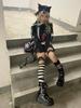 Autumn Aesthetic Punk Printed Long Sleeved Tops Women Harajuku Rock Y2k Fake Two Piece T-shirt Japanese Fashion Loose Casual Clothes