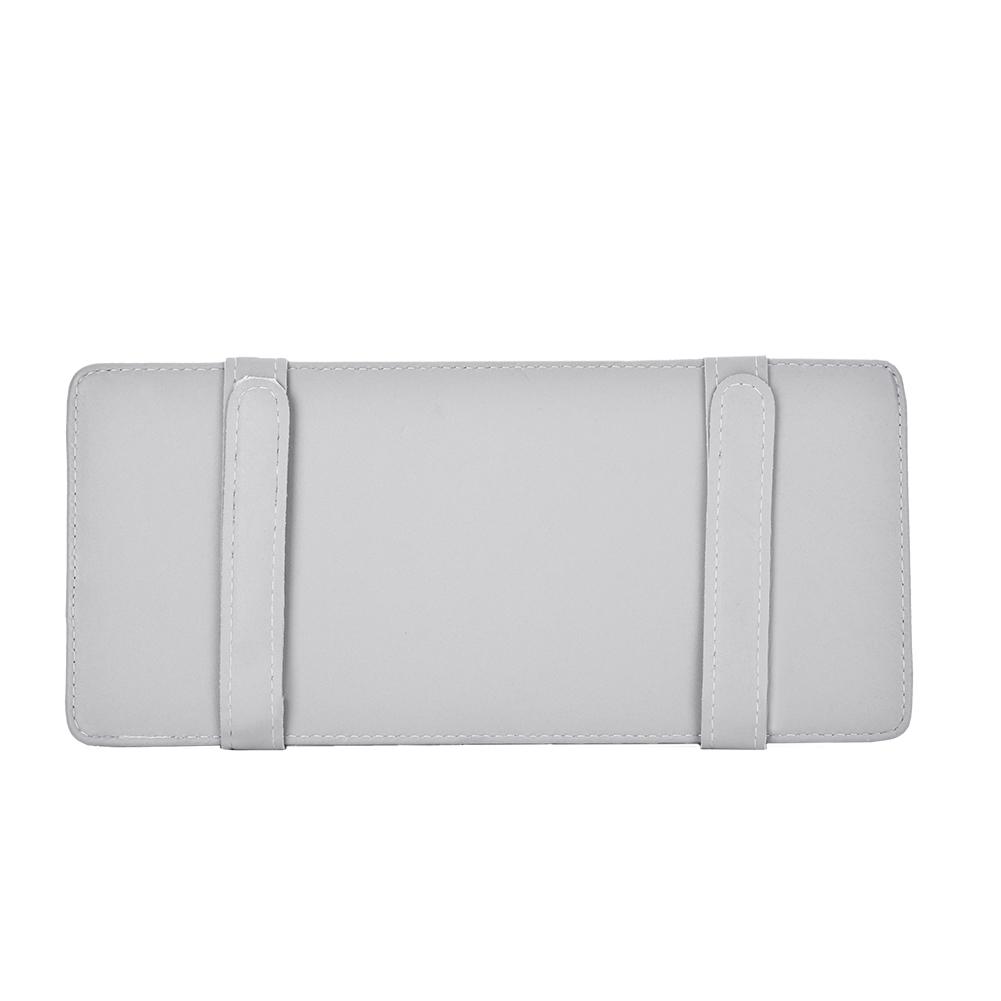 PU Leather Car Sun Visor Organizer CD Glasses Driving License Holder Car CD Sleeve Holder Gray