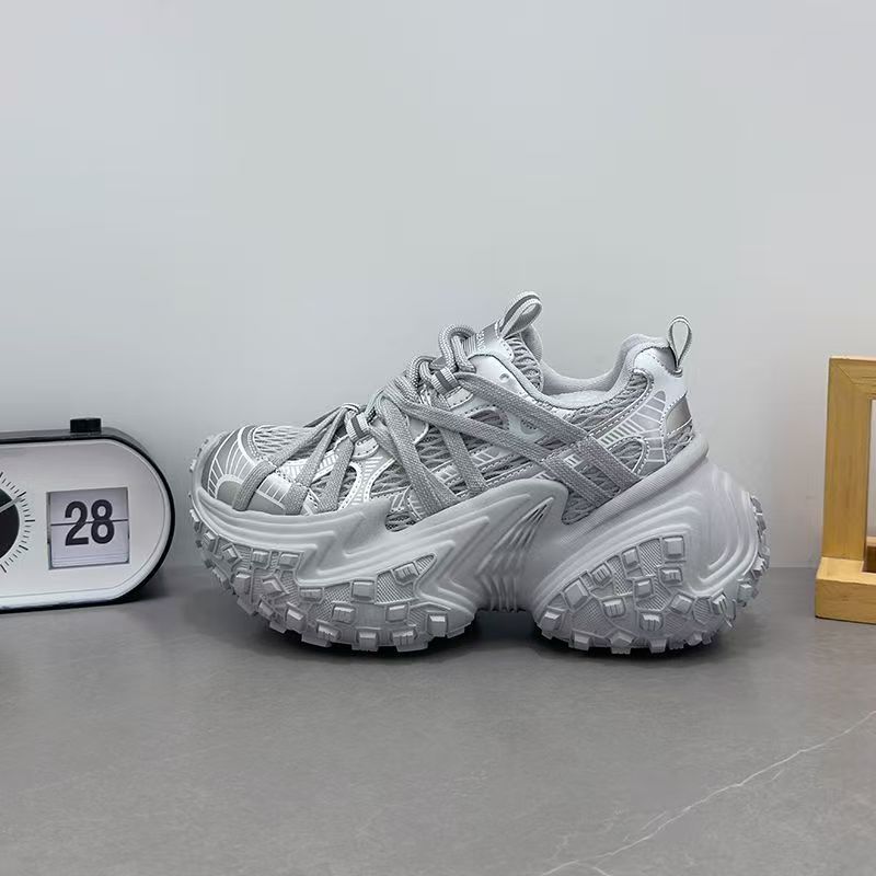 Fashion 7 cm Women Platform Sneakers Cross-straps Design Casual Shoes Vintage Lace Up Sneakers Tennis Outdoor Sports Shoes Female