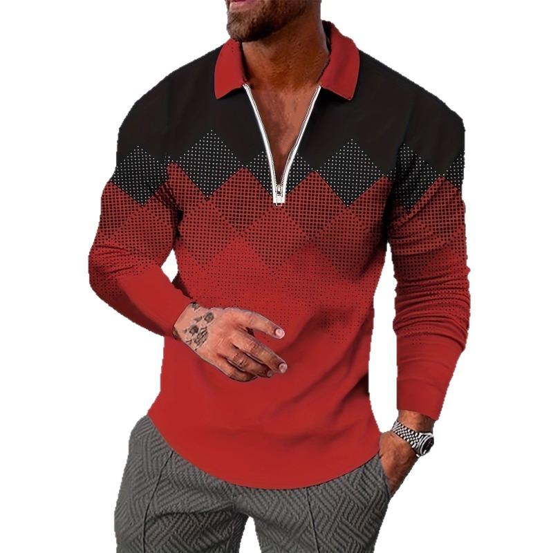 

Новые мужские повседневные модные простые и трендовые осенне-зимние поло с длинным рукавом S красный
