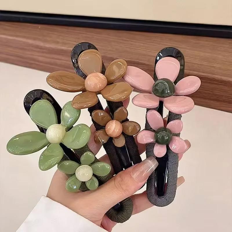 Double Flower Duckbill Clip Sweer Elegant Ponytail Clip for Women Girls Thin Thick Curly Hair Styling Hair Accessories Barrettes