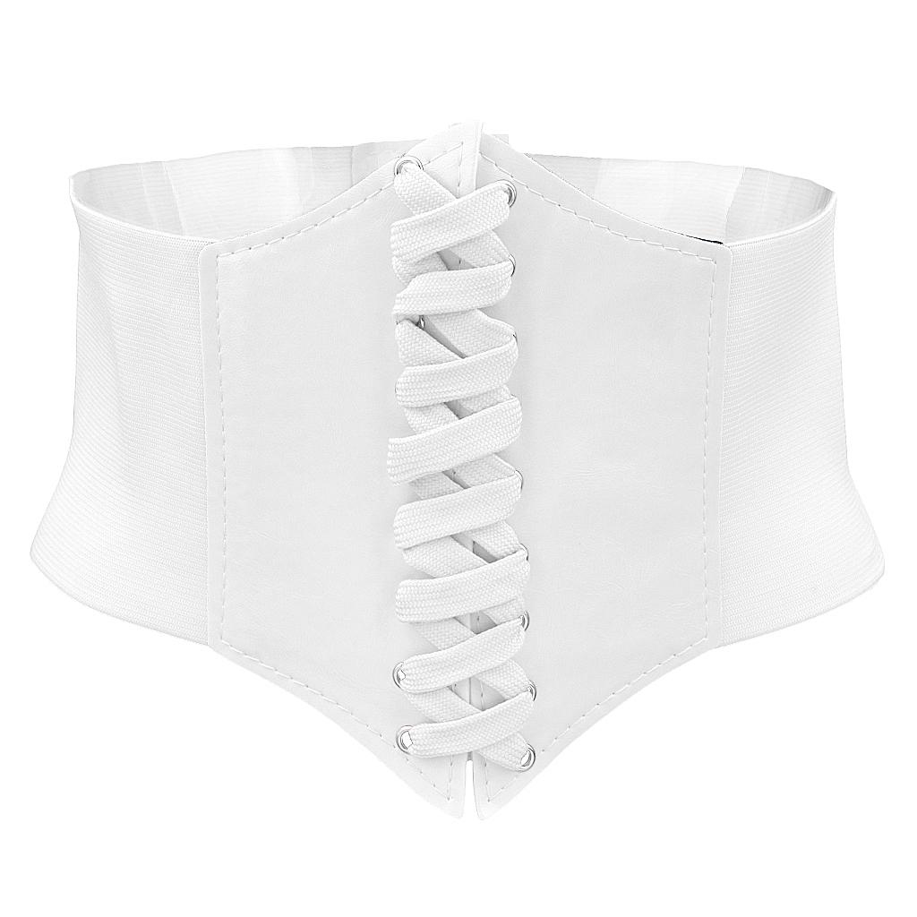 

Wide Leather Waist Belt with Elastic Stretch Buckle Design Fashion Women s Belt for Dress and Jeans білий