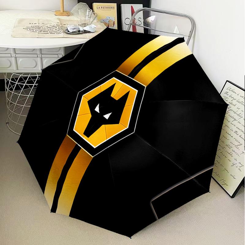 Flaming Wolves Emblem Wanderers Automatic Folding Umbrella - 8-Rib Travel Umbrella with Auto Open/Close & Portable Gifts for Holidays or Birthdays