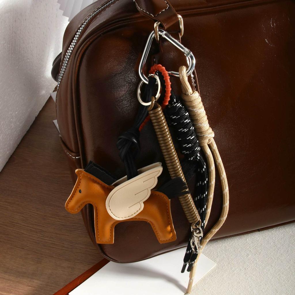 Little Pegasus bag pendant cute tassel contrasting color cartoon pendant car keychain leather pony