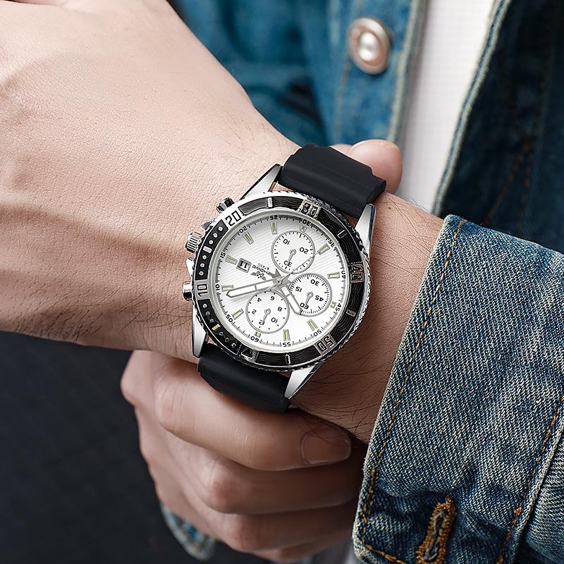Non-Waterproof Men'S Quartz Watch Casual Sports Watch Watch Silicone Tape Student Watch