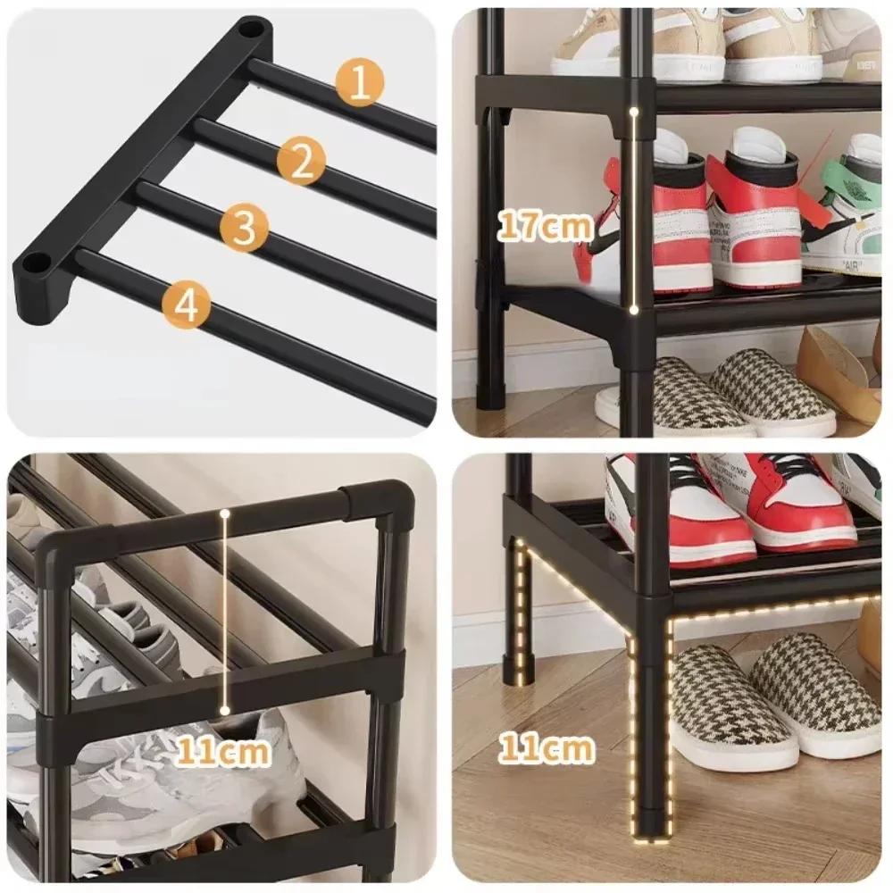 Simple Multiple LayersShoe Rack Multi-purpose Storage Cabinet Black Shoe Rack Shelf Save Space Living Room Shoe Storage Rack
