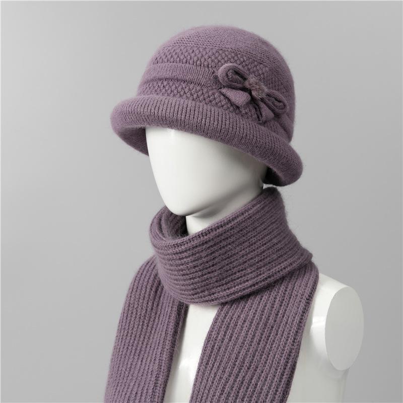 Ji Grandma Hat Warm Rabbit Fur Hat Female Old Lady Mother Hat Fleece Basin Hat