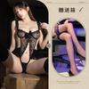 Sexy lingerie, sexy lace embroidered onesie, women's hollow open gear, hot breasts gather