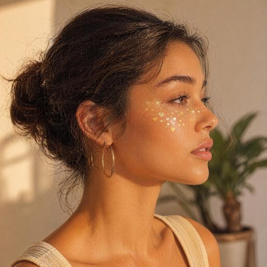 Nostalgie Freckles Face Tattoo, Glitter Makeup Patches, Sparkling Speckles, Holographic-Face Temporary Tattoo for Christmas Parties Musical