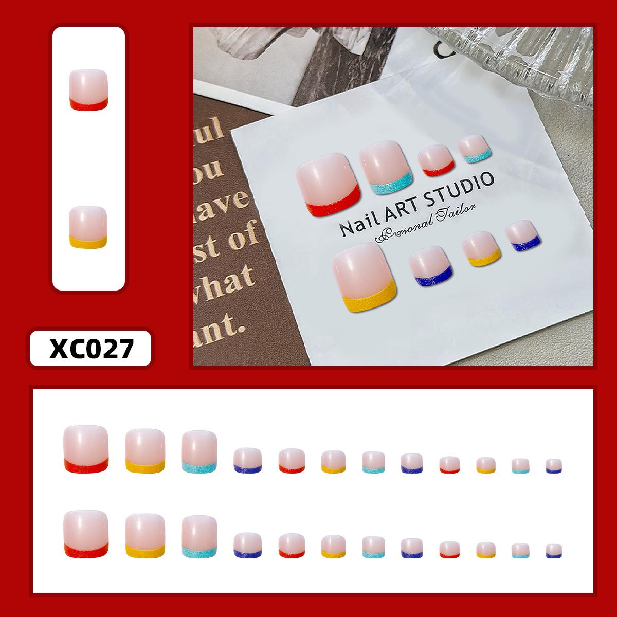 Colorful Gradient 24-Piece Detachable Reusable Square Toenail Stickers