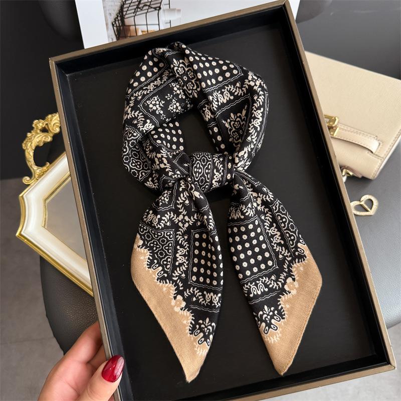 Autumn and winter fashion imitation velvet herringbone pattern cotton and linen small square scarf silk scarf headscarf shawl sun protection scarf