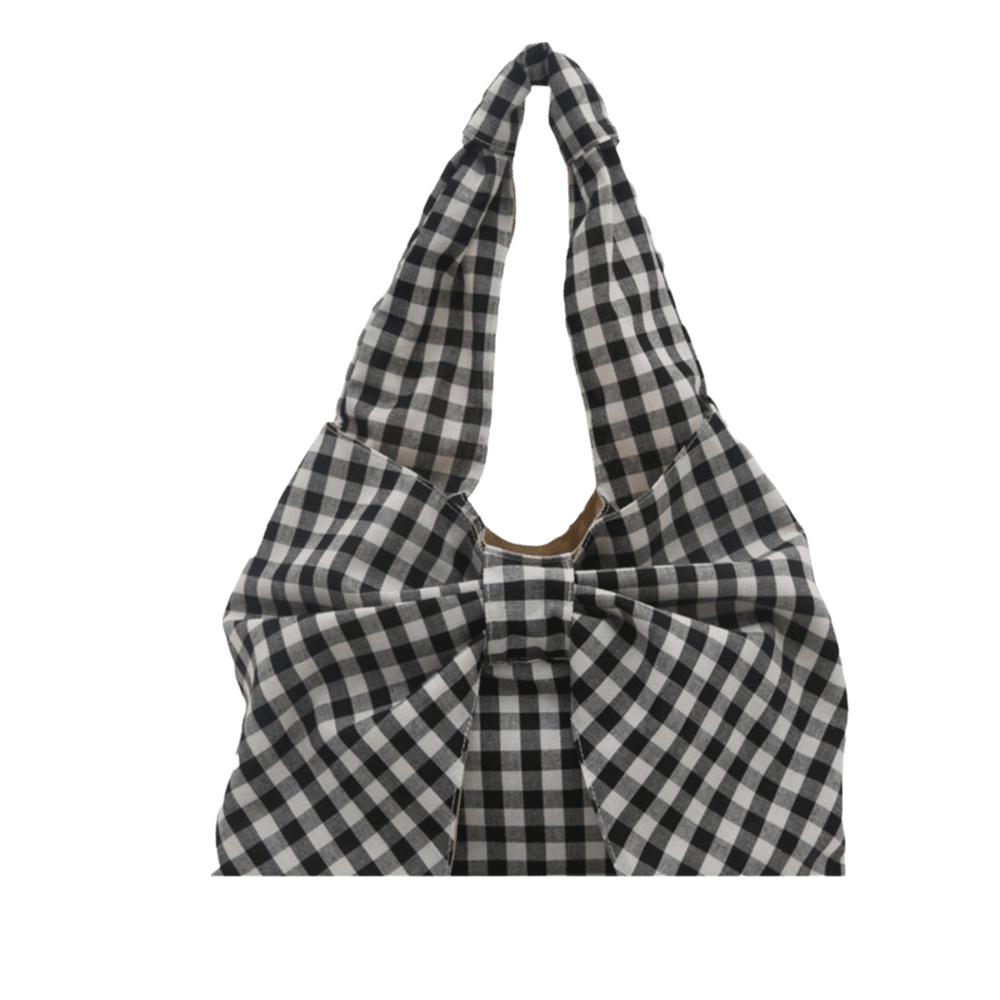 Large Capacity Bow Shoulder Bag Bowknot Handbag Vintage Canvas Vest Bag  Storage Bag