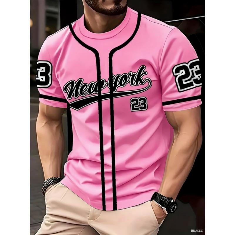 Koszulka z nadrukiem NEW YORK 23 Krótki rękaw Sportowa koszulka męska Unisex Codzienna Letnia Męska koszulka wyścigowa
