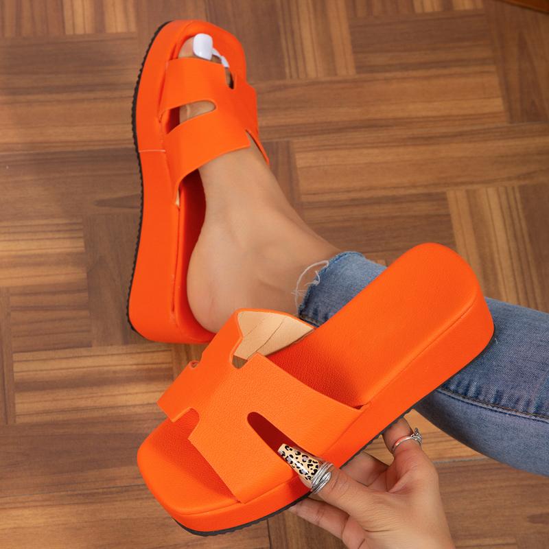 

Fashion Women Wedges Slippers 2024 New Summer Fashion Casual Sandals for Women High Heels Solid Color Platform Slippers Slides Women 36