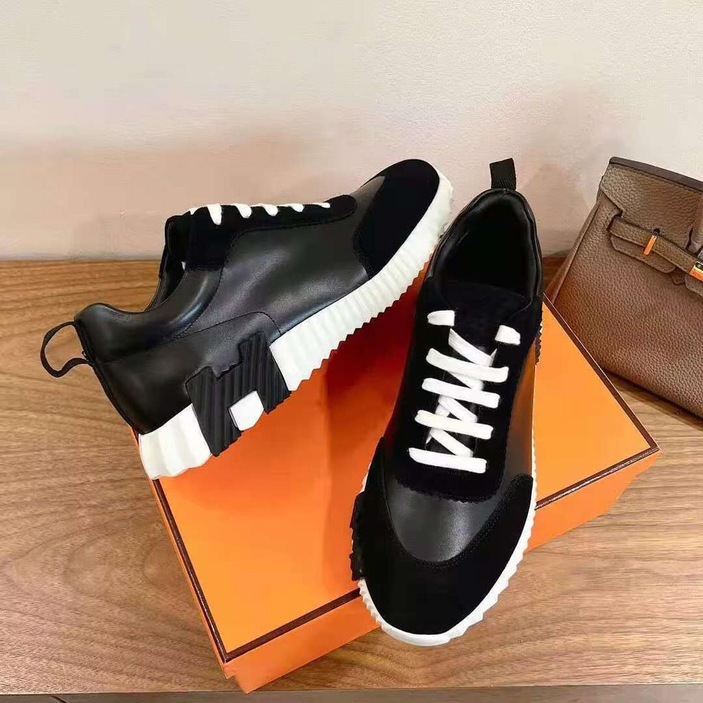 Versión de Piel de Vaca~ H Combinación de Colores Zapatos Blancos Versión de Cuero para Mujer Cabeza Redonda Con Cordones Suela Plana Casual Zapatos de Tabla para Pareja