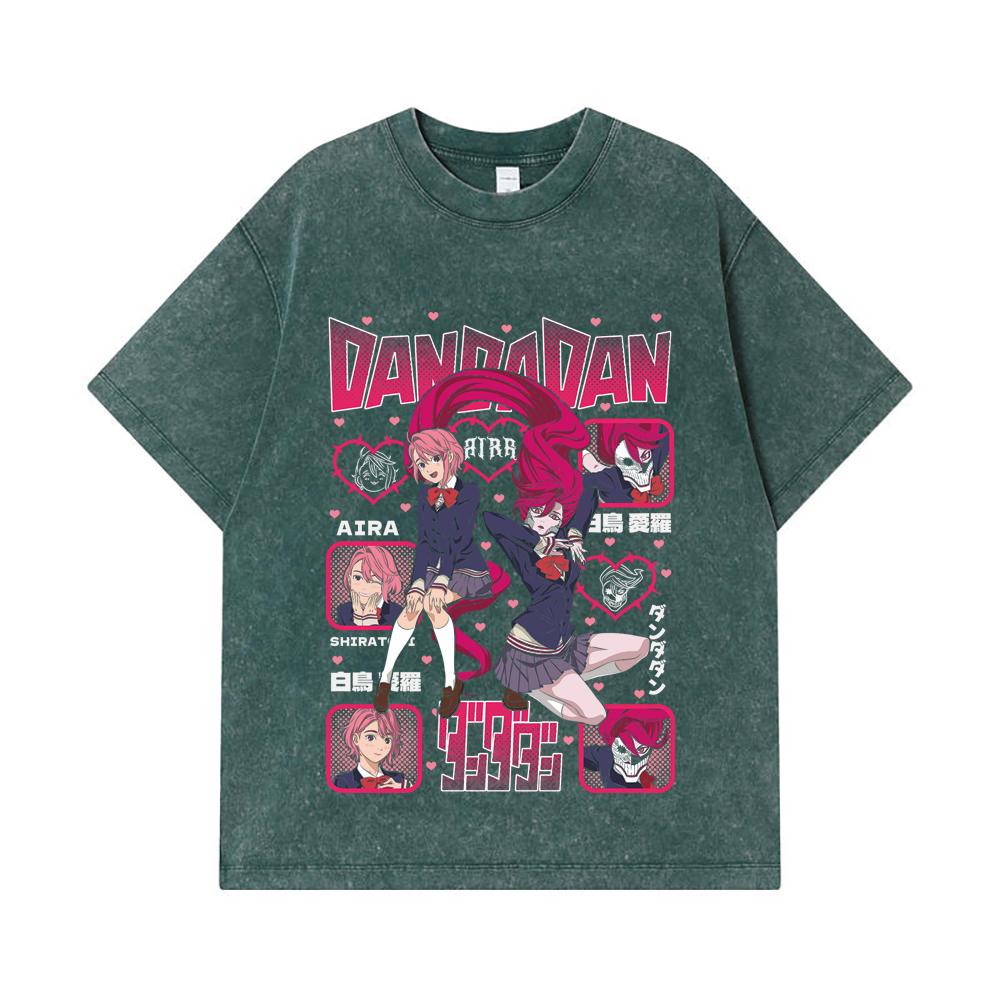 275 GSM Washed T-shirts 100% Cotton Dandadan V11 Aira Print Unisex Heavy Cotton T Shirt