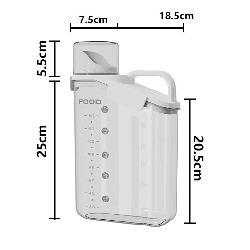 1pc Cereal Containers Storage, Airtight Grain Jar with Measuring Cup Kitchen Organizers for Oatmeal, Grain, Flour, Pet Food