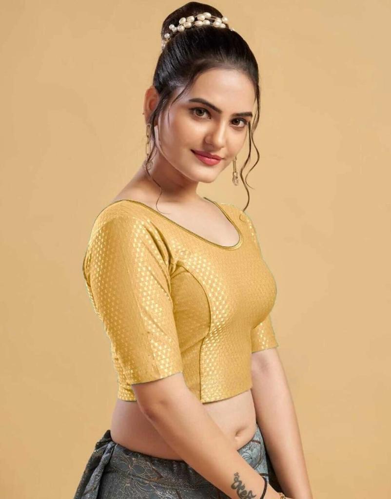 Cotton Blend Women's Casual Wear Blouse Indian Designer Half Sleeves Choli