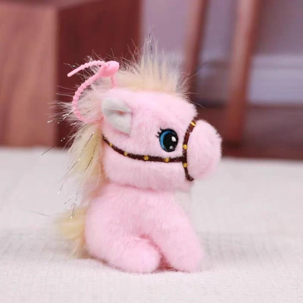 Cartoon Plush Horse Keychain Mascot Plush Horse Doll Pendant Stuffed Animal Keyring Year of Horse