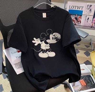 Miniso 2026 Cute Mickey Mouse Cartoon Printed Tshirt Short Sleeve Women Men Tees Loose Casual Versatile Tops Hotselling