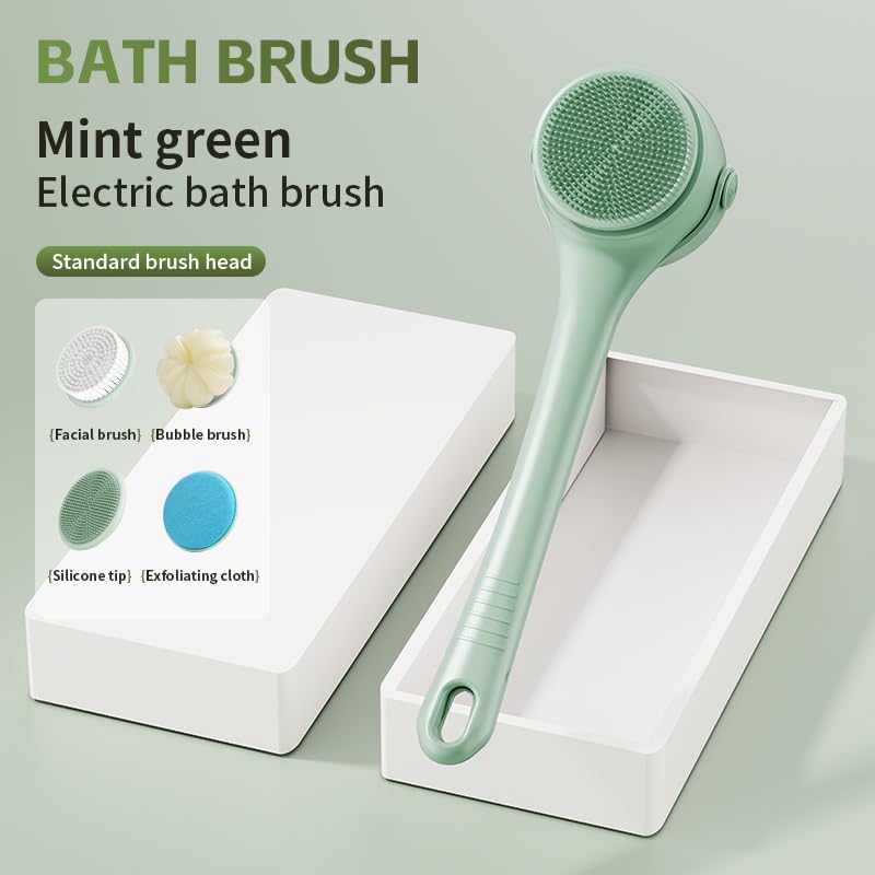 KAWU Electric Body Back Body Back Acne IPX7 Extension Separate 4 Types of Brush Heads Silicone Japanese Instruction Warranty Brush, Brush, Brush,