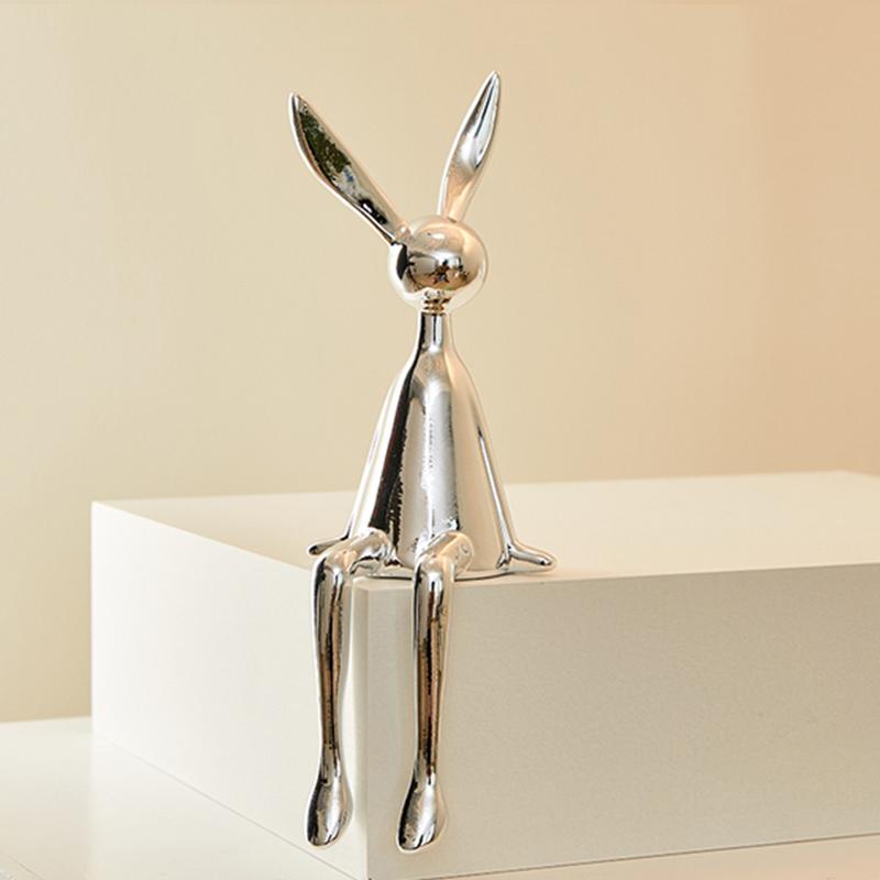

Modern Electroplating Minimalist Resin Rabbit Statue Home Ornaments Decoration серебряный