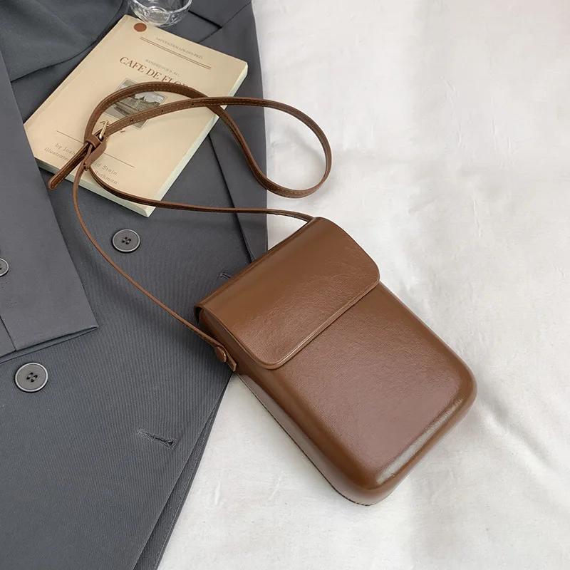 Damen Mini PU Leder Schultergeldbörsen und Handtaschen für Mädchen Damen Handy Einfache Uni Designer Tasche