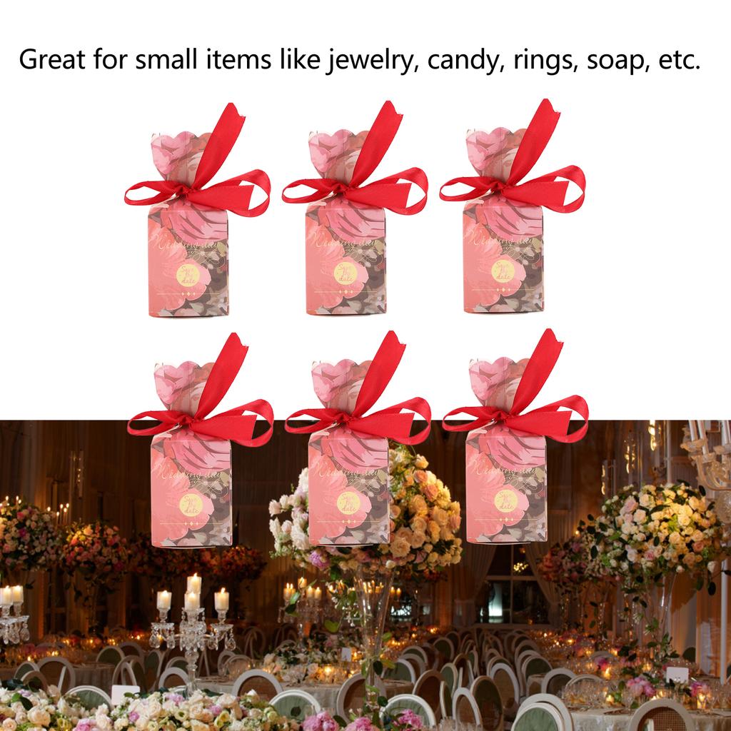 50 Set Wedding Favor Boxes Floral Pattern Retro   Sy Assemble   Boxes Party Favors with Rope   Gift Box