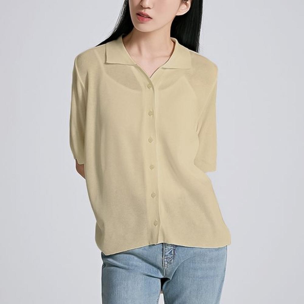 

[spao] Polo Collar ShorT Sleeve Cardigan Spckc24w01 T LBeige/85