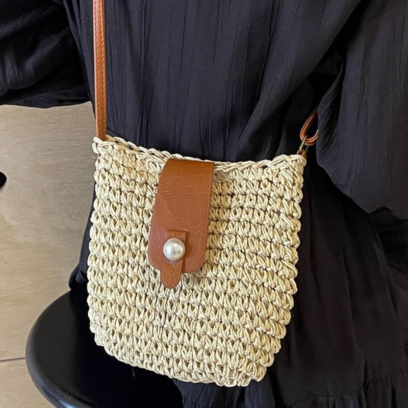 Geantă de paie cu franjuri boemă pentru femei, geantă de plajă de vară, geantă casual all-in-one, geantă crossbody