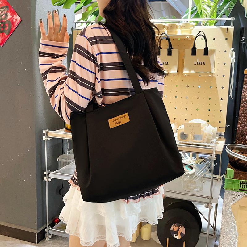 Bags Women's Large-capacity Tote Bags Nylon Casual Shopping Bags Shoulder Bags Women's Simple Solid-color Handbags