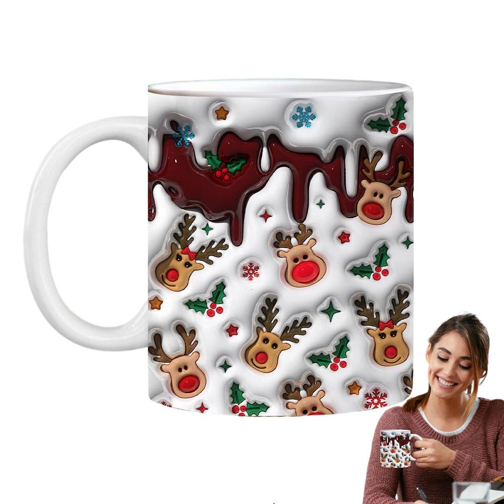 Christmas Character Cups Ceramic Holiday Coffee Mugs 3D Christmas Mugs Christmas Mugs Santa Cups For Hot Coffee Cold Tea Friends